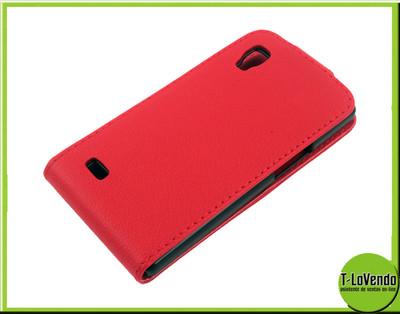 Foto Funda Carcasa Rigida Piel Cuero Lg Optimus L9 P760 Roja Rojo Con Tapa