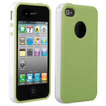 Foto funda cover trasera tpu paño tela verde para iphone 4 4g 4s