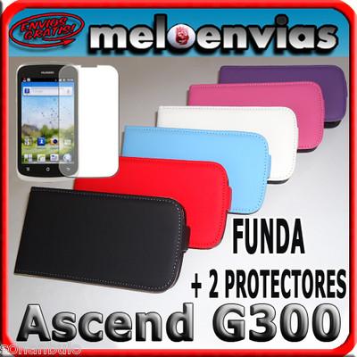 Foto Funda Cuero Piel + 2 X Protector Huawei Ascend G300 U8818 Iman Pequeño Colores
