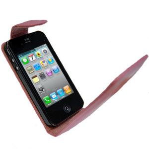 Foto Funda cuero tapa iPhone 4 - Rosa