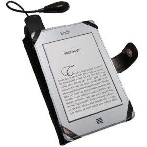 Foto Funda estilo cuero con lámpara para Kindle Touch- Negra