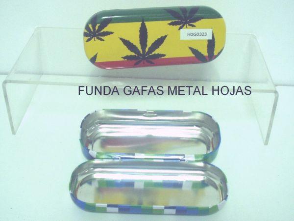 Foto Funda Gafas Metal Hojas Marihuana 11x6cm
