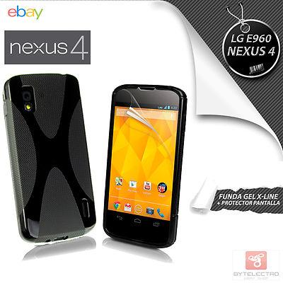 Foto Funda Gel Tpu X-line Negra Lg E960 Google Nexus 4+protector Pantalla Transparent