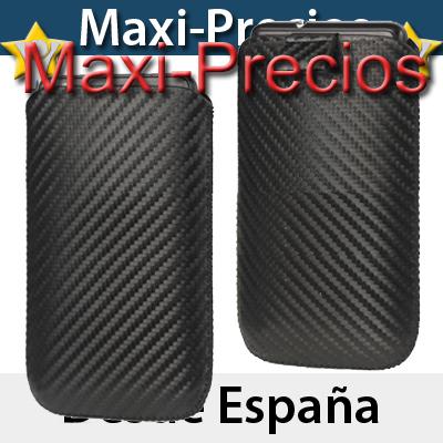 Foto Funda Huawei Ascend G300 Cuero Negra Carbono Pull Up