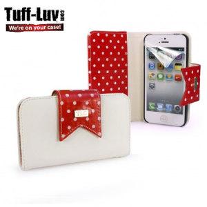 Foto Funda iPhone 5 Lunares Tuff Luv - Blanca / Roja