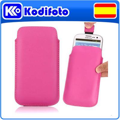 Foto Funda Móvil Rosa Fucsia Para Iphone 5. Piel Con Tirador