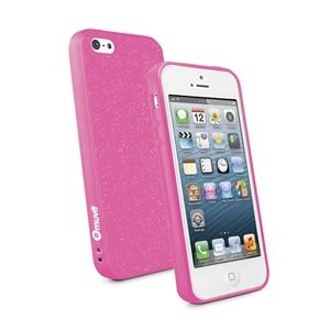 Foto funda minigel fina glitter rosa apple iphone 5 muvit