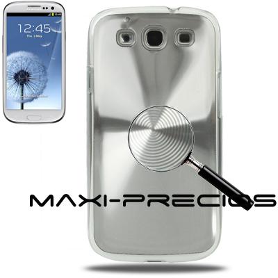 Foto Funda Samsung Galaxy S3 Siii Carcasa Aluminio Plata + Protector De Pantalla