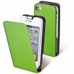 Foto funda slim verde fluor + protector pantalla apple iphone 4/4s muvit