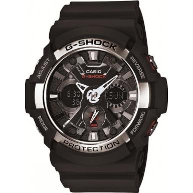 Foto GA-200-1AER Casio Mens G-Shock Alarm Chronograph Black Silver Watch