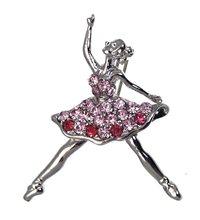 Foto Galina silver plated pink crystal ballerina brooch