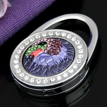 Foto gancho plegable para bolso bolsa metal con circonita púrpura