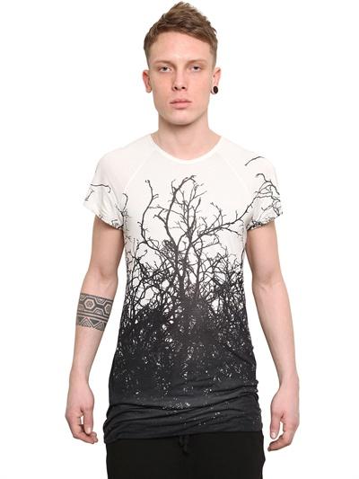 Foto gareth pugh t-shirt mezcla de cashmere y modal estampado árbol
