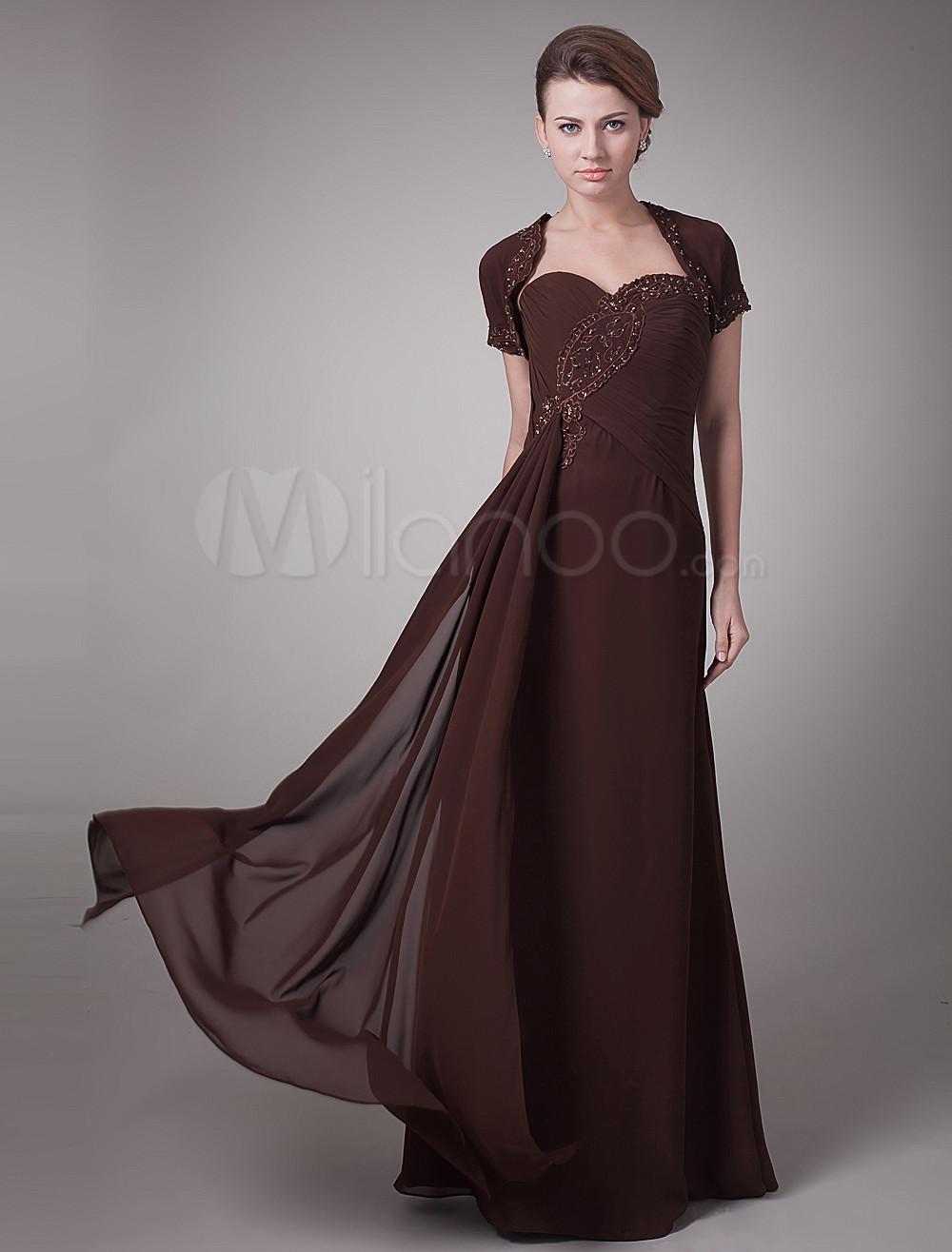 Foto Gasa marrón del amor una línea madre vestido de la novia de lujo