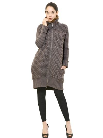 Foto gentry portofino cardigan de cashmere con cuello de mink