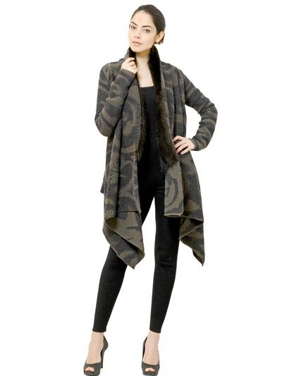 Foto gentry portofino cardigan de cashmere jaquard y piel de castor