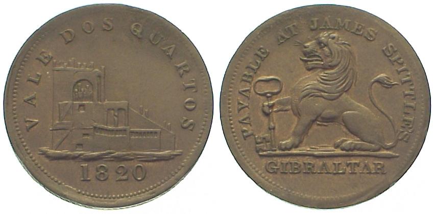 Foto Gibraltar (brit Kolonie) 2 Quartos 1820