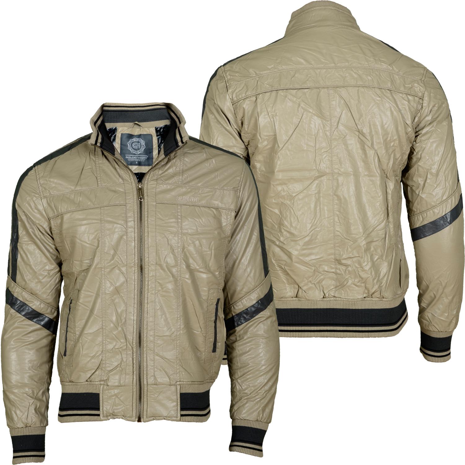 Foto Golden Horn Brian Leather Hombres Pu De Cuero Chaquetas Aceituna Beige