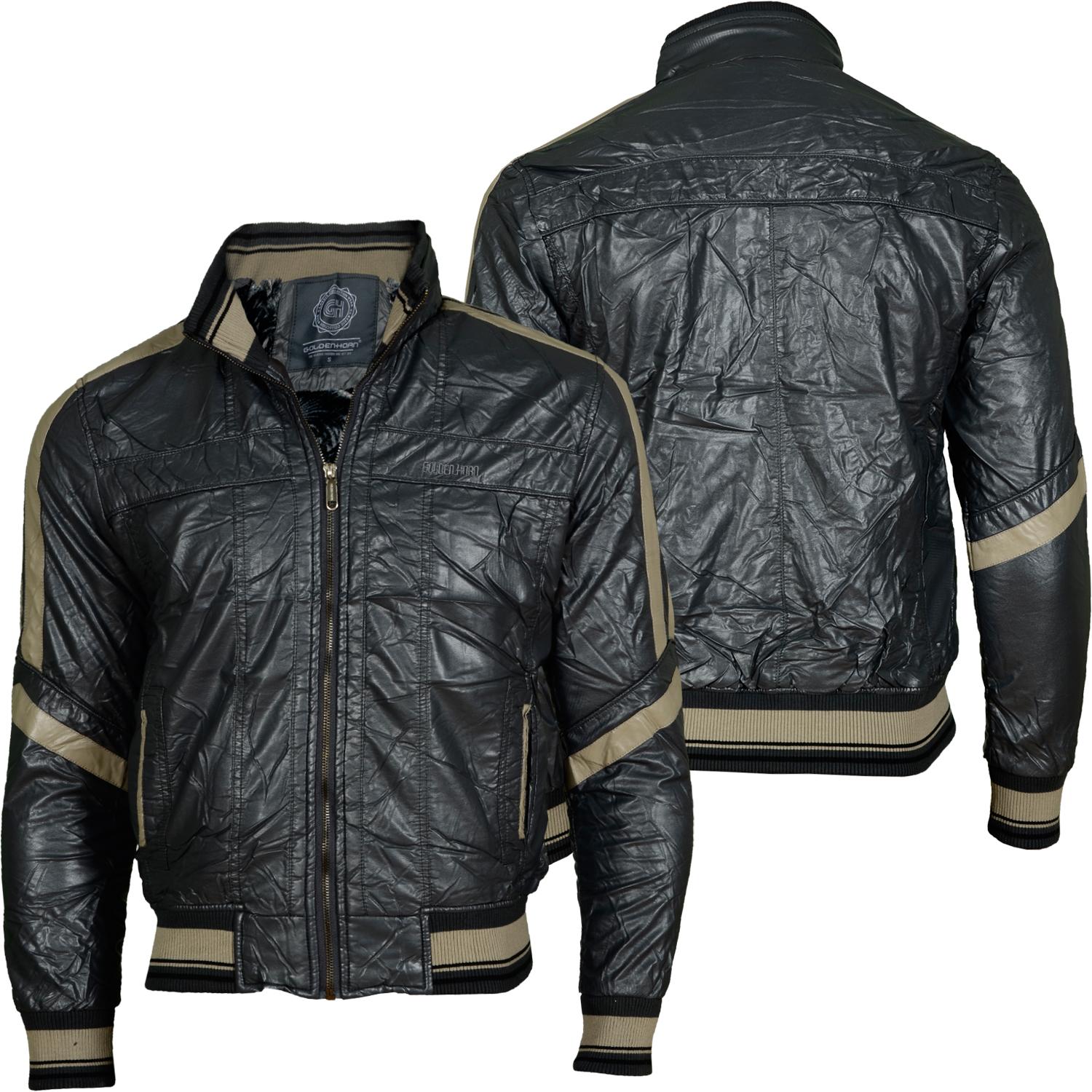 Foto Golden Horn Brian Leather Hombres Pu De Cuero Chaquetas Gris Oscuro