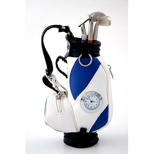 Foto Golf bolsa con reloj y bolis blanca/azul 6x9x18