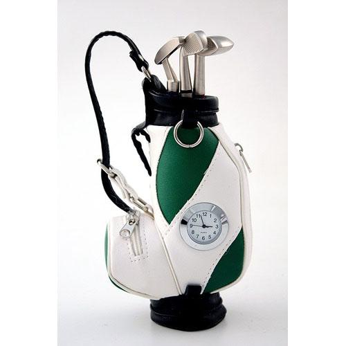Foto Golf bolsa con reloj y bolis blanca/verde 6x9x18