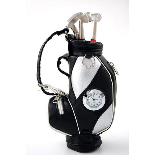 Foto Golf bolsa con reloj y bolis negra/plata 6x9x18