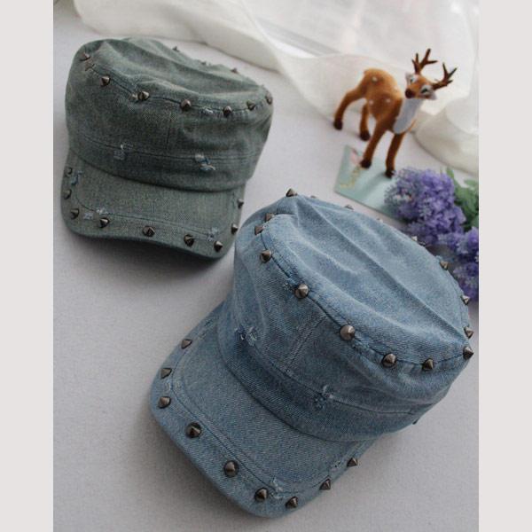 Foto Gorra Militar con tachuelas Denim Jean Gorro Apliques Mezclilla Punk