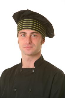 Foto gorro de cocina artel negro con adorno de rayas