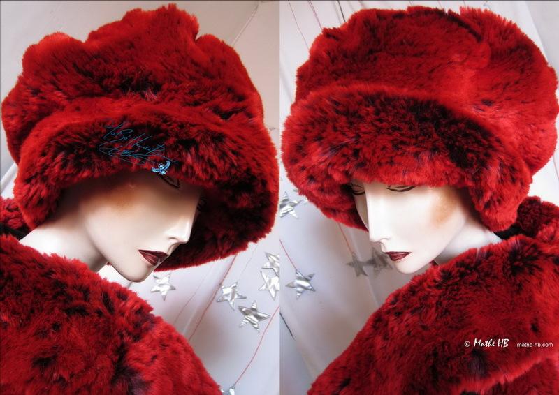 Foto gorro elegante, sombrero invierno rojo & violeta