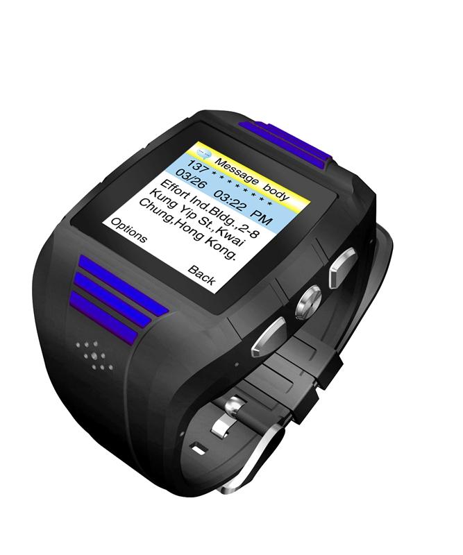Foto GPS Tracker GSM GPRS Surveillance Quadband SOS Cellphone Wrist Watch Blue EU Plug