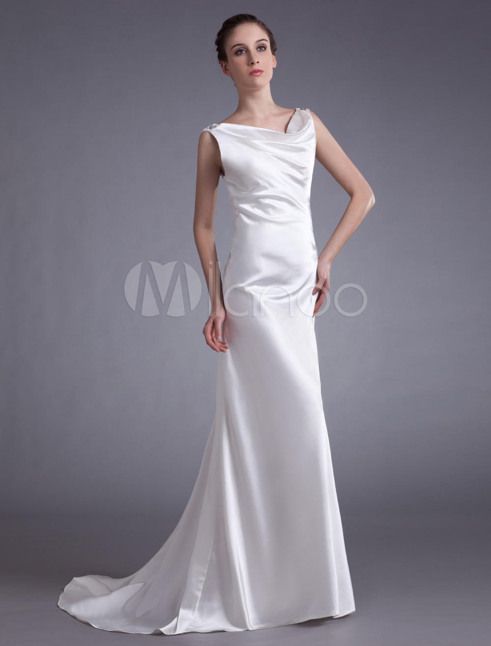 Foto Gracia blanco elástico tejido Vestido de noche de Satén Femenil