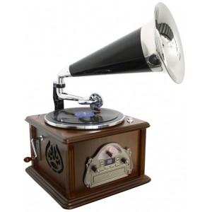 Foto Gramofono estilo antiguo con radio CD y plato