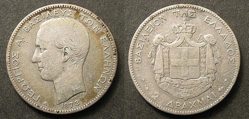 Foto Griechenland 2 Drachmen 1873 A