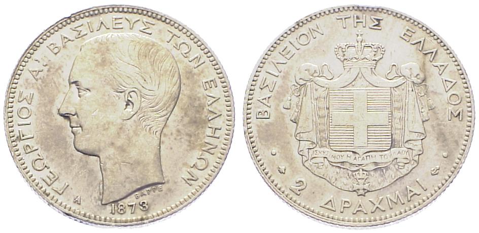 Foto Griechenland 2 Drachmen 1873 A