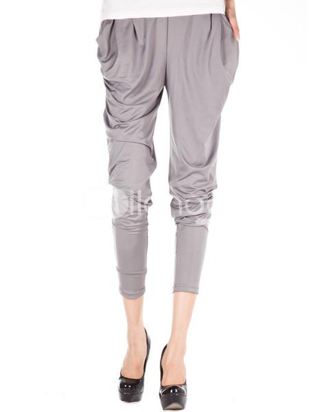 Foto Gris pantalones Harem Womens remetidos de poliéster