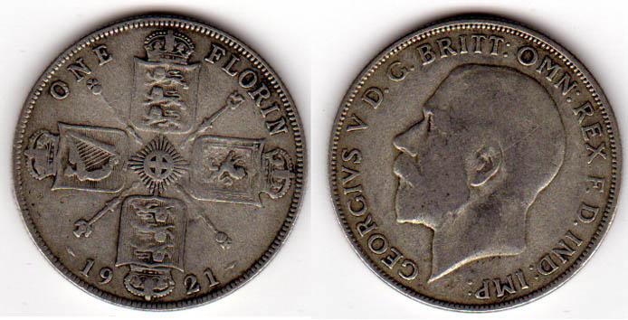 Foto Großbritannien 1 Florin 1921