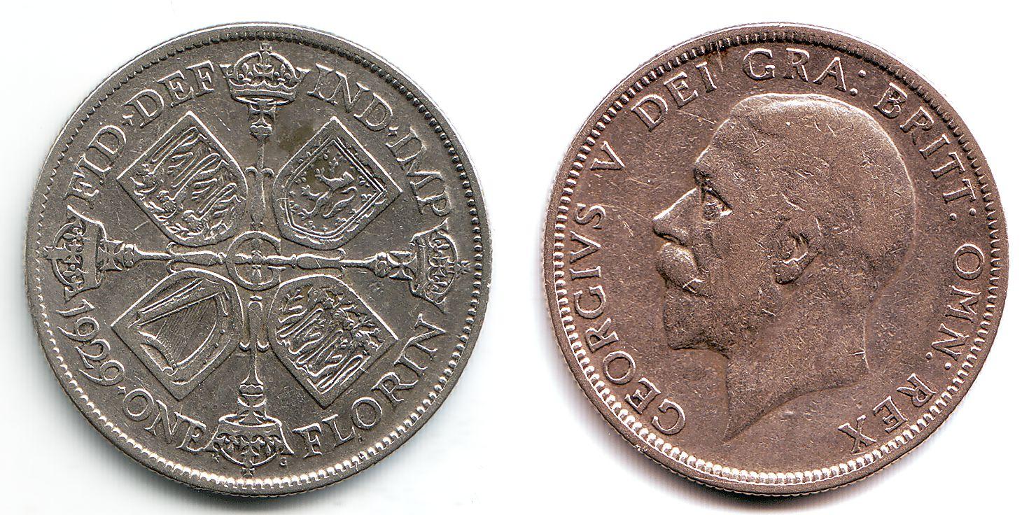 Foto Großbritannien 1 Florin 1929