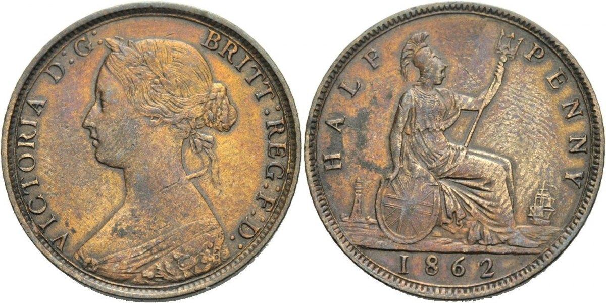 Foto Großbritannien 1/2 Penny 1862
