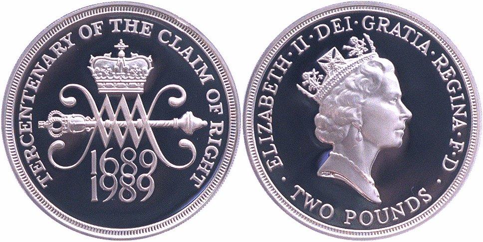 Foto Großbritannien 2 Pfund Silber 1989
