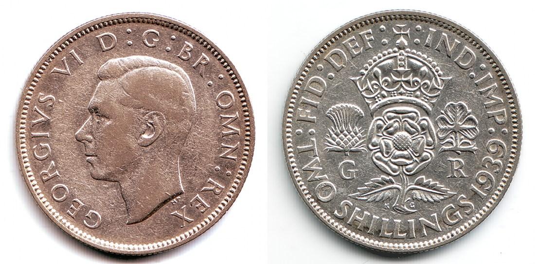Foto Großbritannien 2 Shillings 1939
