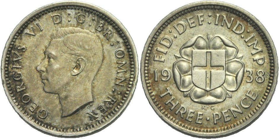 Foto Großbritannien 3 Pence 1938