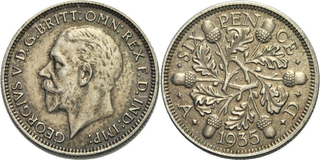 Foto Großbritannien 6 Pence 1935
