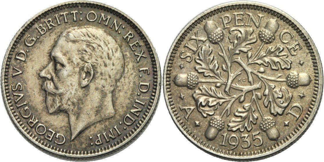 Foto Großbritannien 6 Pence 1935