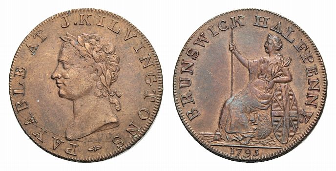 Foto Großbritannien Cu-Halfpenny-Token 1795