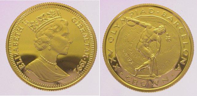 Foto Großbritannien-Gibraltar 1/10 Crown Gold 1992