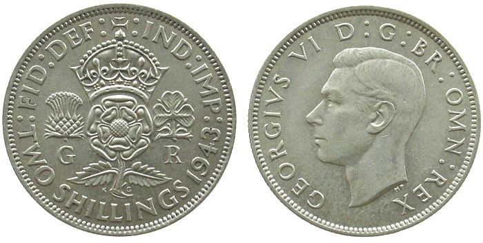 Foto Großbritannien Great-Britain 1 Florin 1943