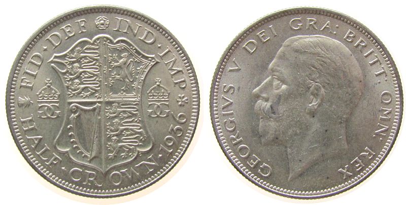 Foto Großbritannien Great-Britain 1/2 Crown 1936