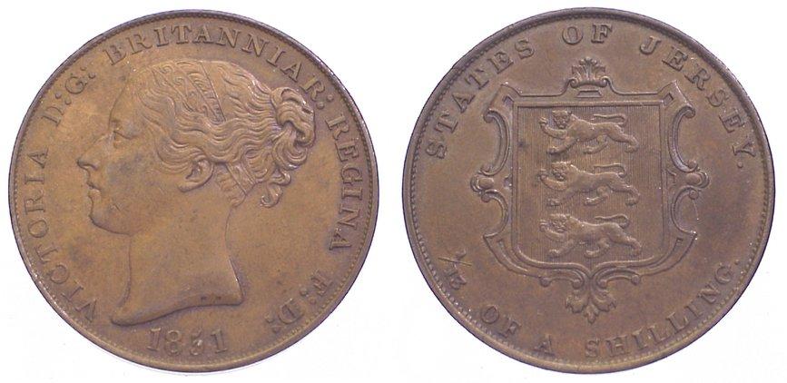 Foto Großbritannien-Jersey Cu 1/13 Shilling 1851