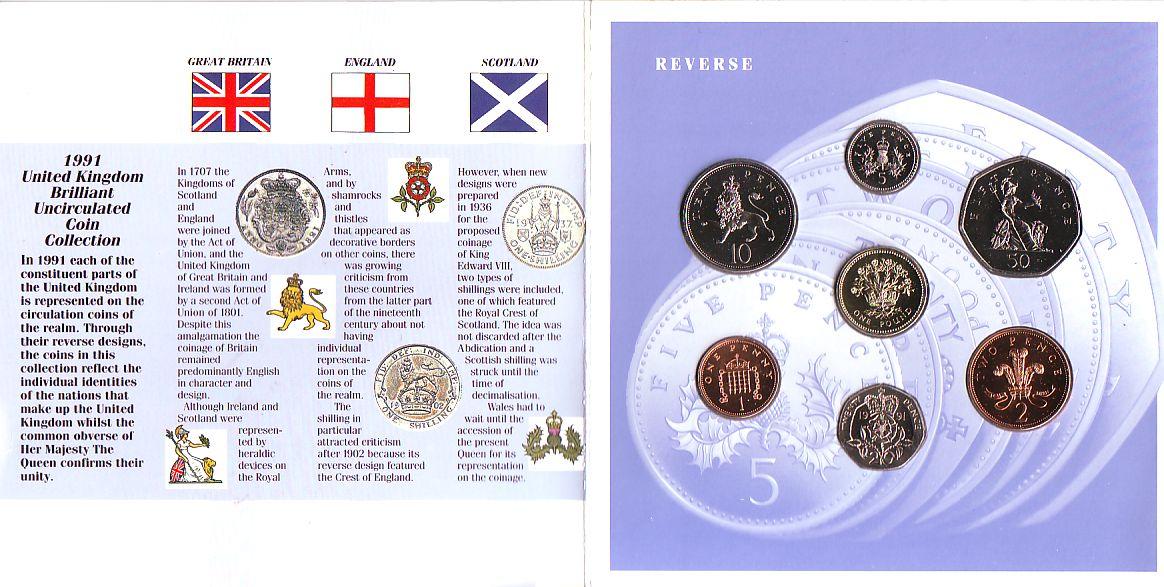 Foto Großbritannien Kms 1 Penny 1 Pfund 1991