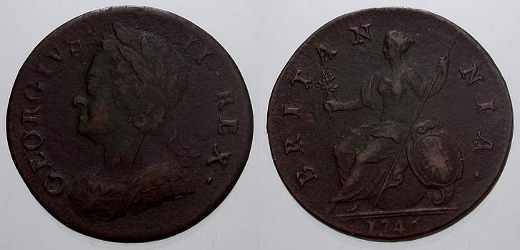 Foto Großbritannien Kupfer 1/2 Penny 1746